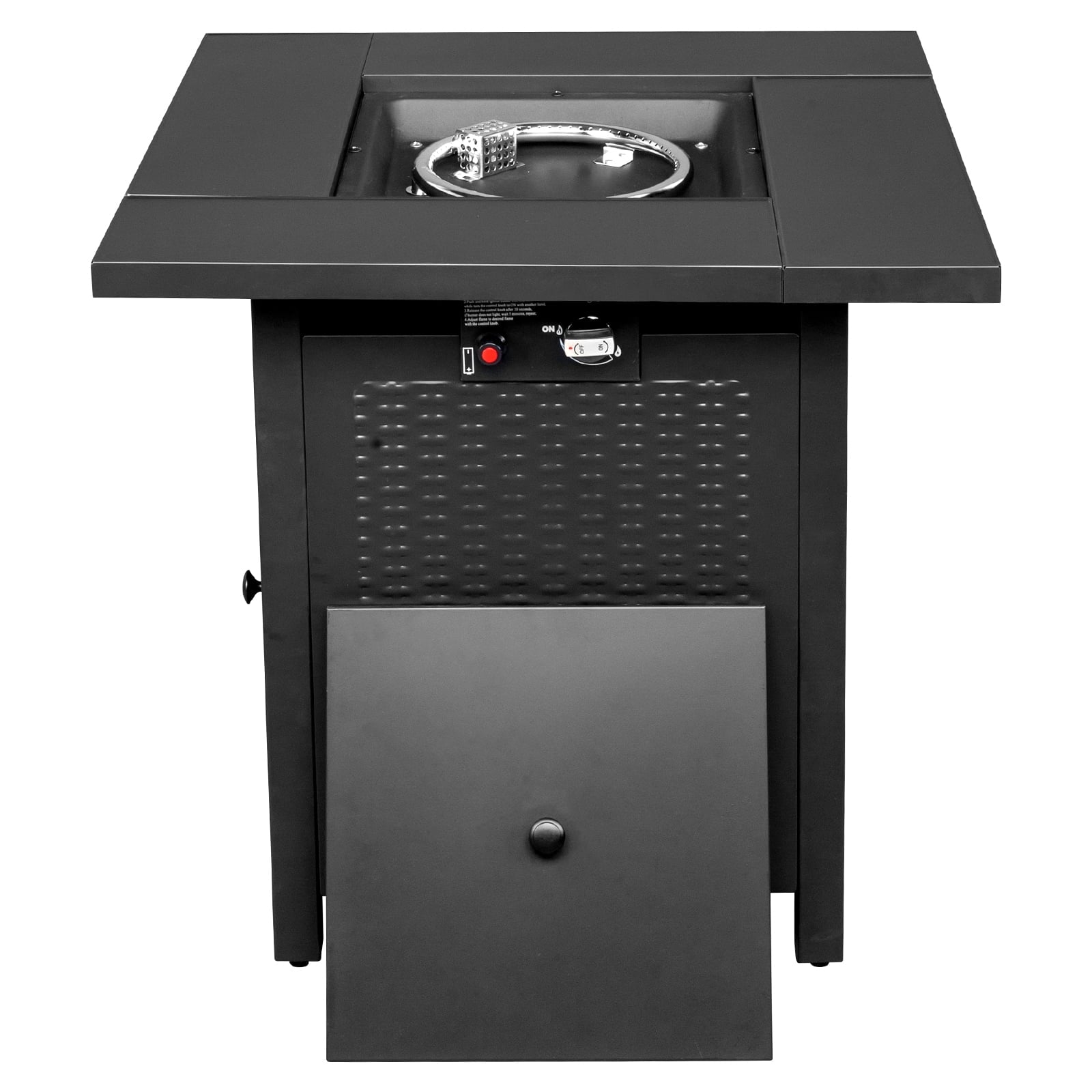 Fire Pit 28In Propane Fire Pit Glass Top with Blue Fire Glass and Lid, 50,000 BTU Gas Fire Pit Table 2 in 1 Large Square Gas Firepit