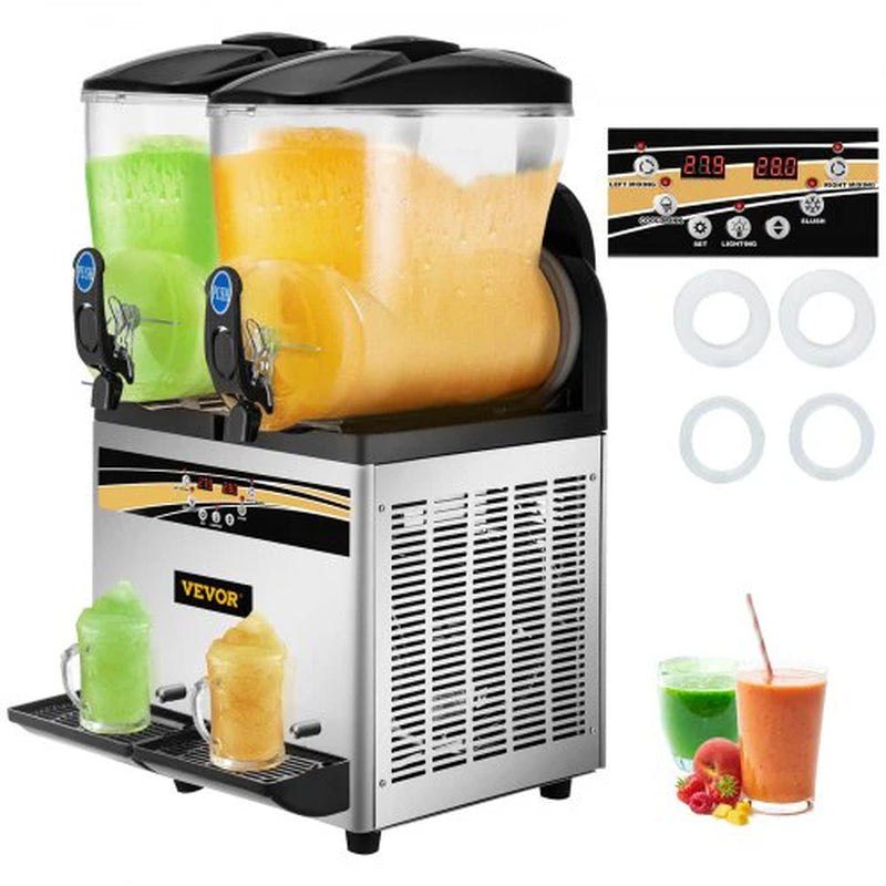 VEVOR Commercial Margarita Machine - 15L x 2 Tank Slushy Maker for Cafes, Restaurants, and Home Use