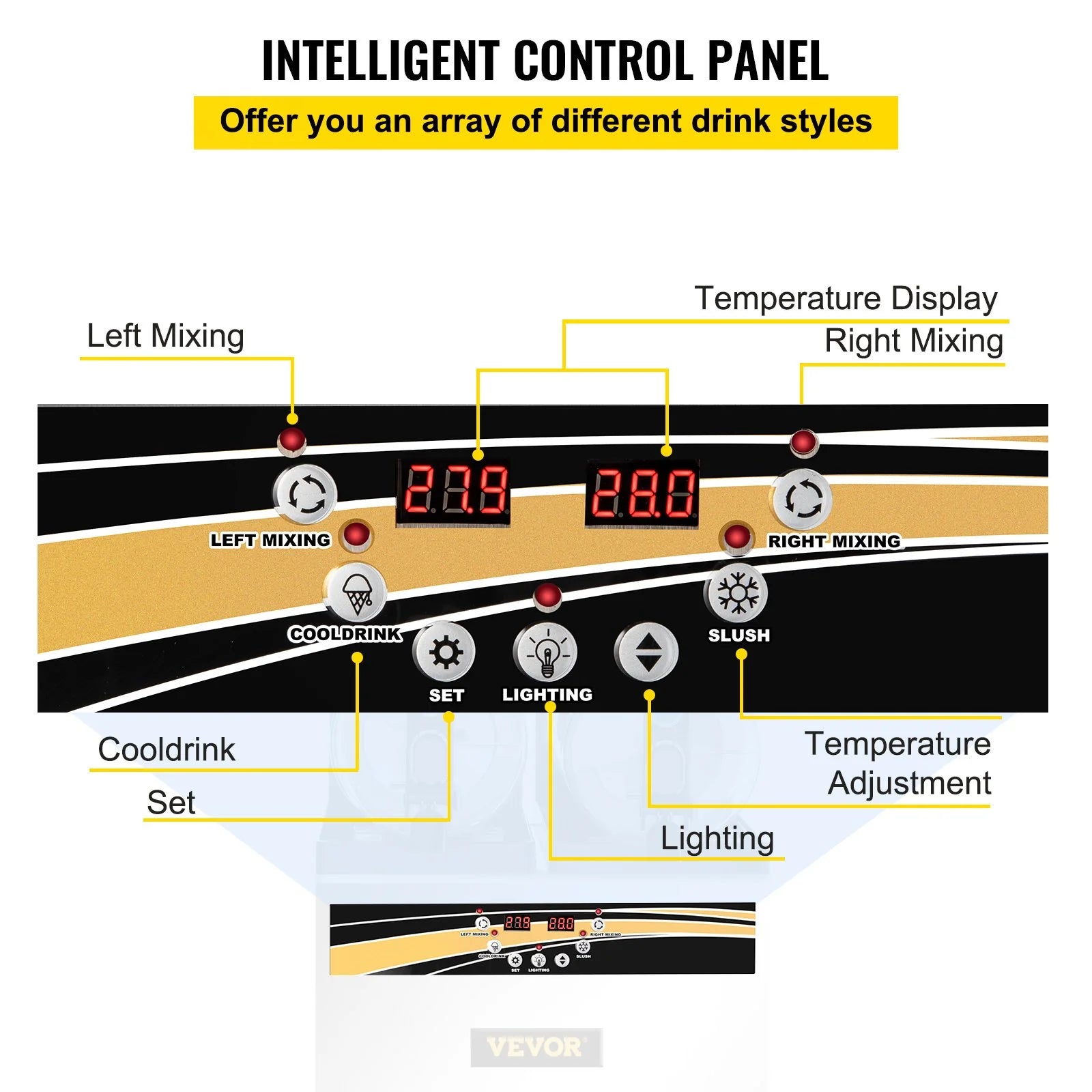 VEVOR Commercial Margarita Machine - 15L x 2 Tank Slushy Maker for Cafes, Restaurants, and Home Use