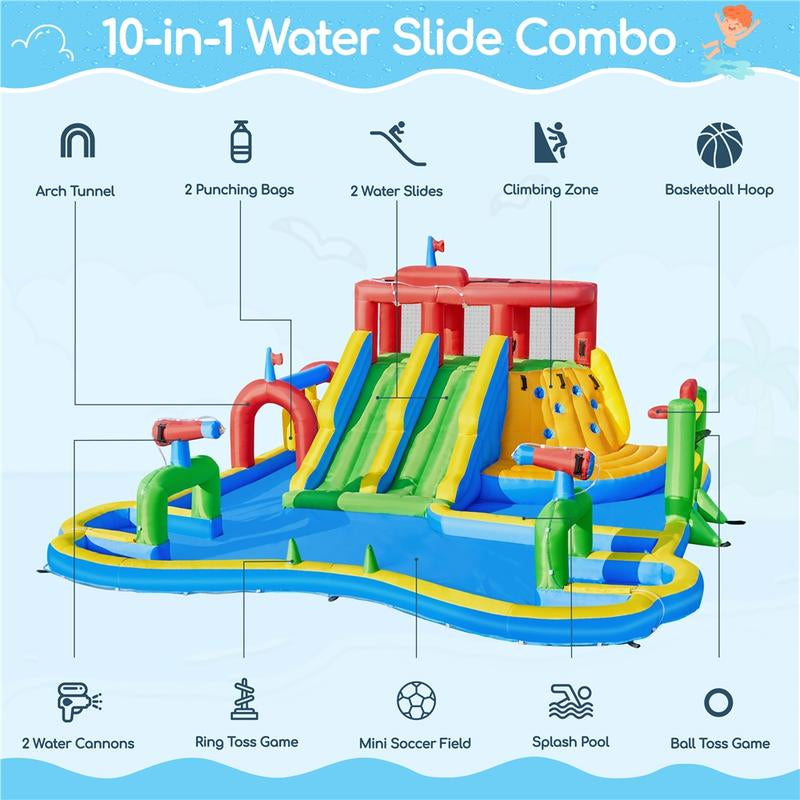 Make a Splash This Summer with the Yaheetech Large Inflatable Water Slide and Soccer Field - Your Ultimate Backyard Adventure for Kids!